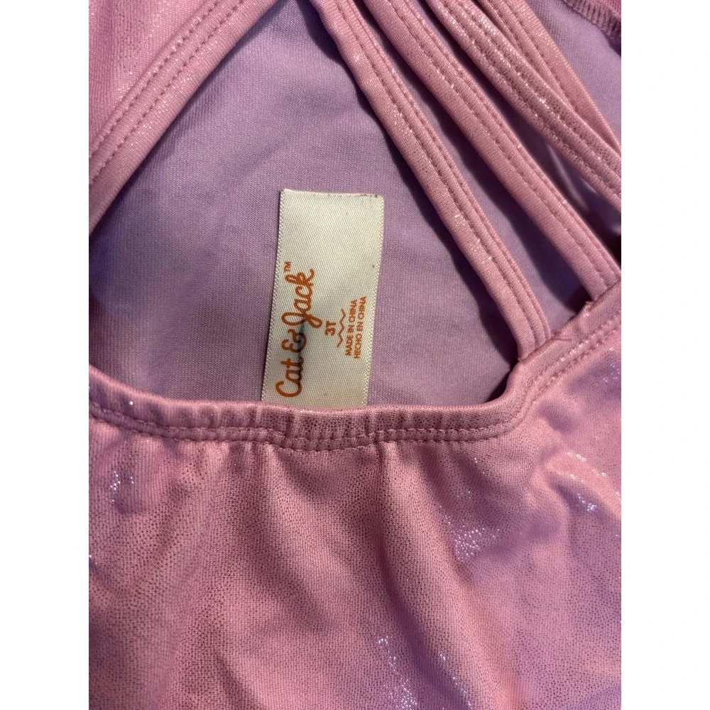 Cat & Jack Girls Pink Shimmer Dance Leotard Sleeveless Strappy Back 3T